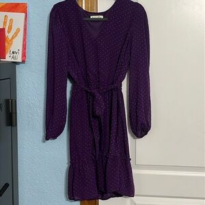 Purple polka dot dress with tie
